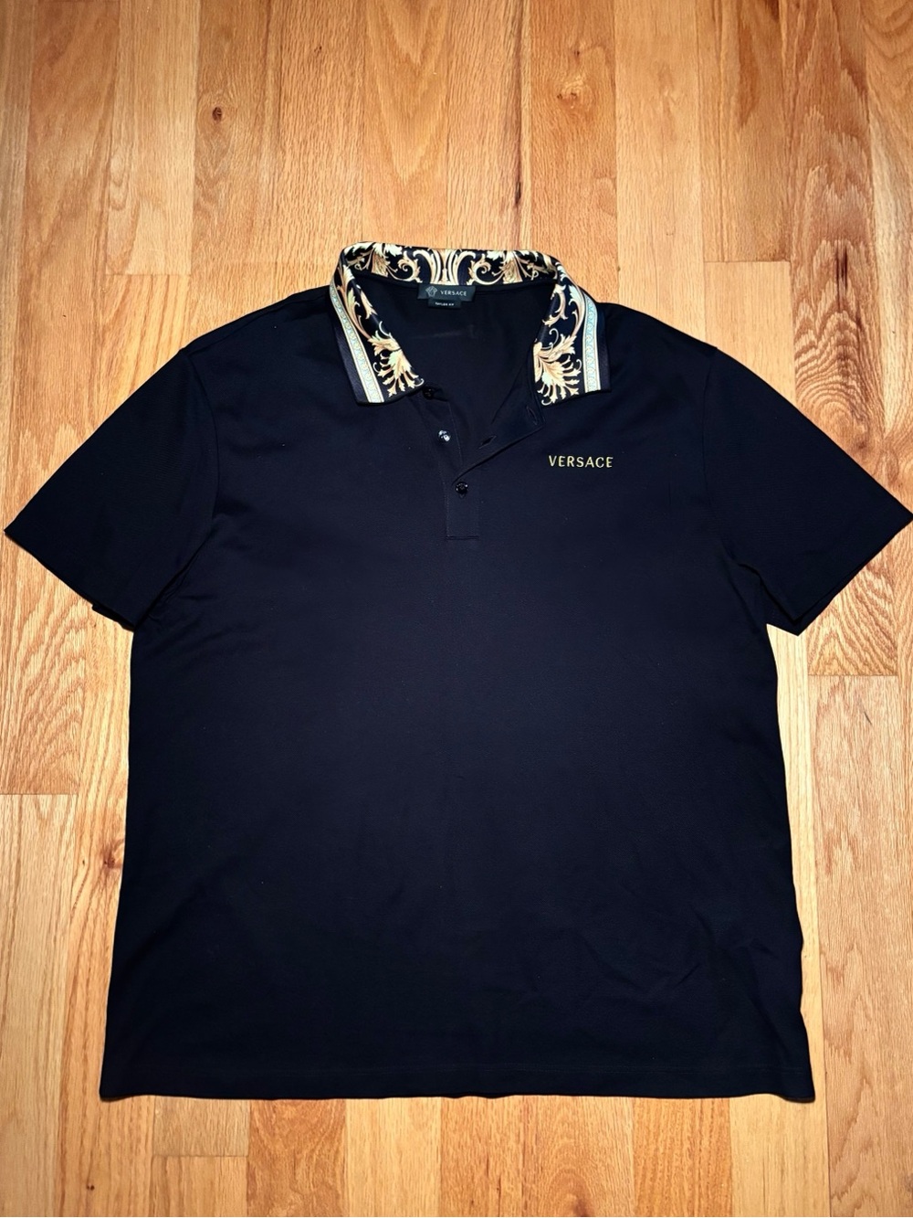 Versace Gold Hibiscus Collar Runway Polo